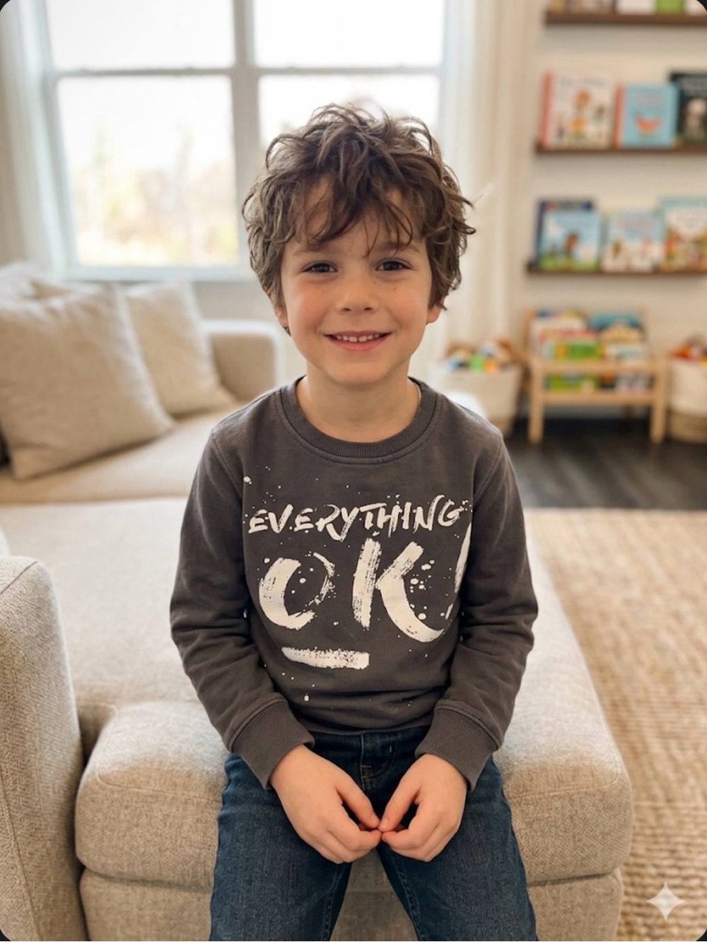 🧠 Zara Boys Gray Everything OK! sweatshirt size 8 youth